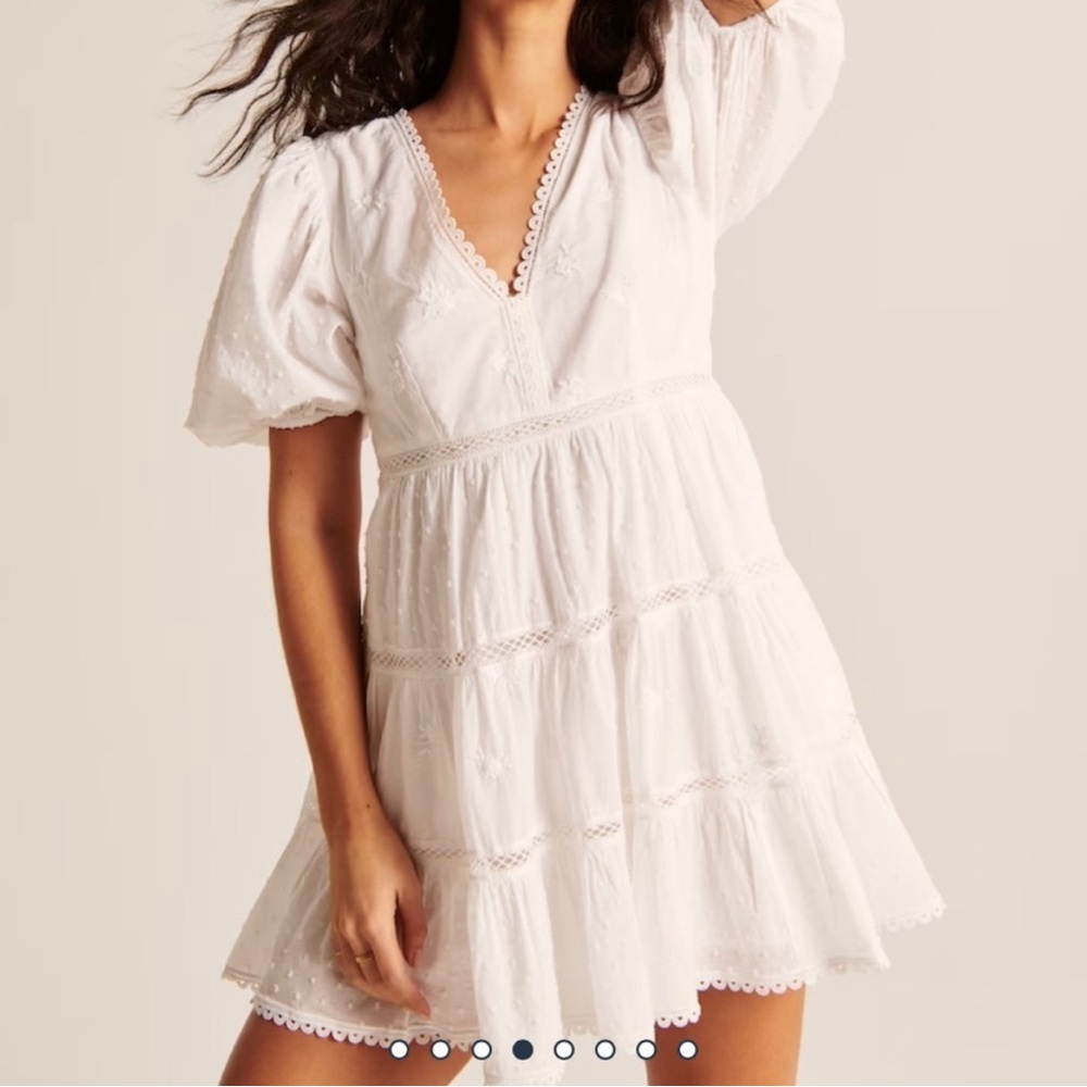 Abercrombie & Fitch Plunge Puff Sleeve Mini Dress